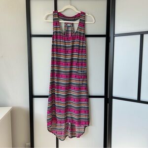 [S] Kavu Jocelyn Racerback Pink Blue Geometric Tribal Pattern Summer Midi Dress
